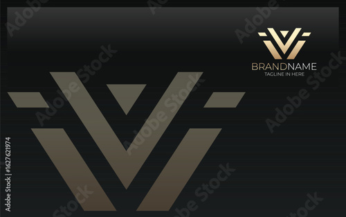 Letter logo V and I formed with simple and modern in gold color