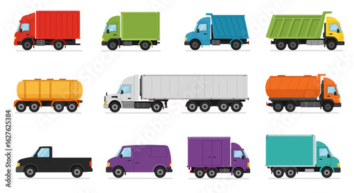 set of trucks vector illustration