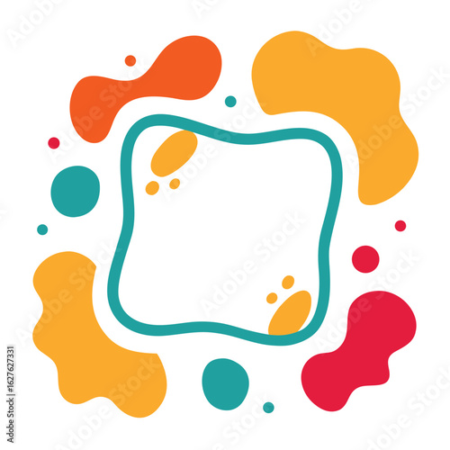 Playful asymmetrical blob shaped doodle frames and borders with vibrant color accents