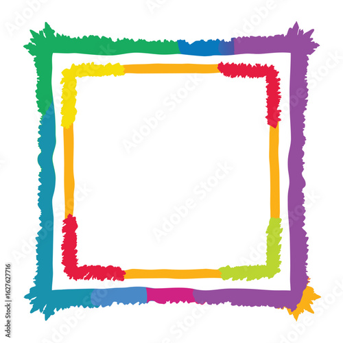 Playful crayon style children s frames with scribbled colorful borders and playful designs