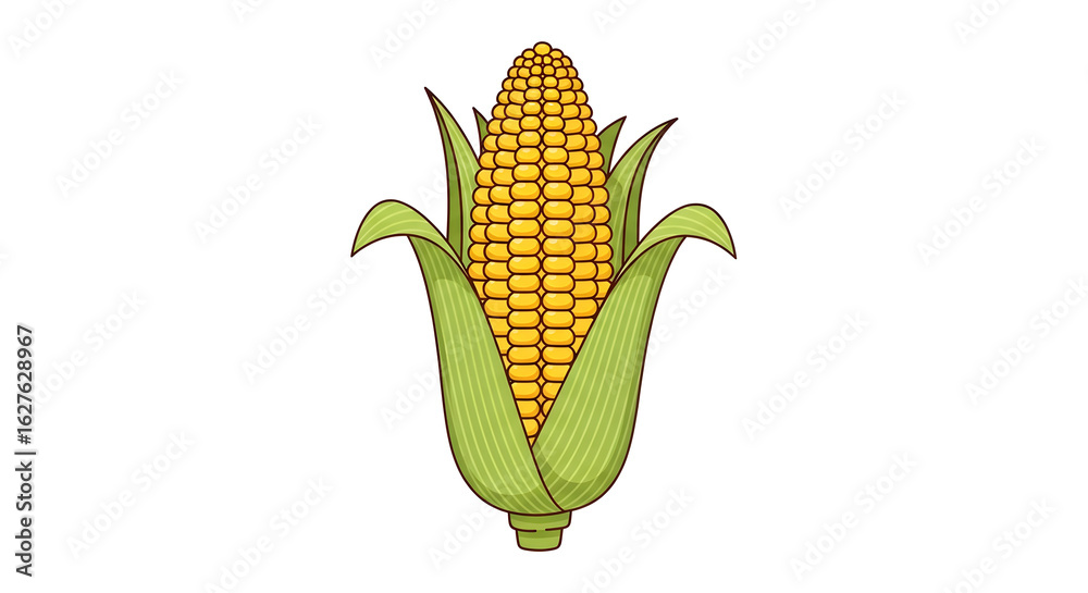 Obraz premium Fresh Corn on the Cob Illustration
