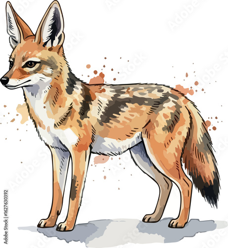 water colour illustration of a jackal in isolated on white background