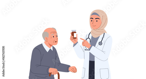 Female doctor explaining medicine to senior patient in a supportive healthcare consultation