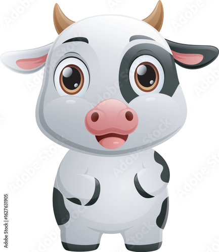 Cute cow cartoon isolated on white background