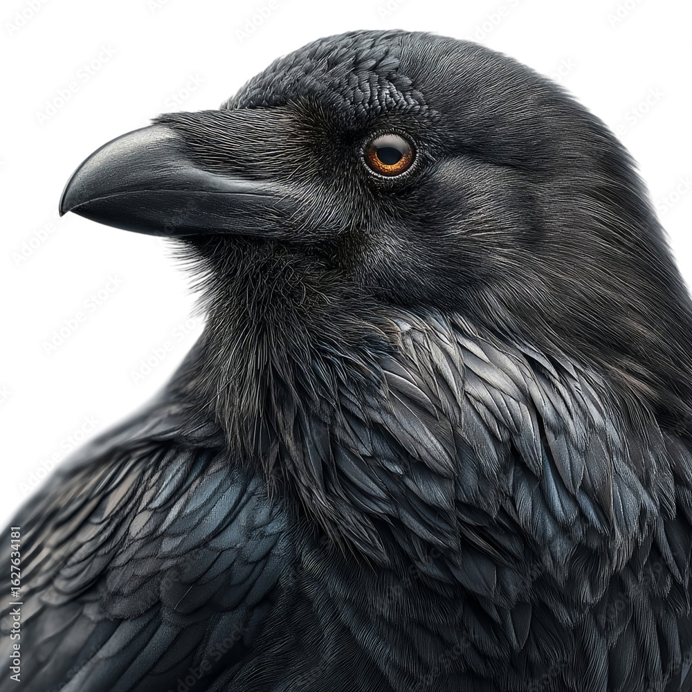 Fototapeta premium Close up avian creature corvus raven bird wildlife animal feather portrait