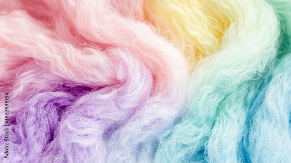 Obraz premium Colorful wool fibers blend in pastel shades in a vibrant display of texture and hue for textile enthusiasts