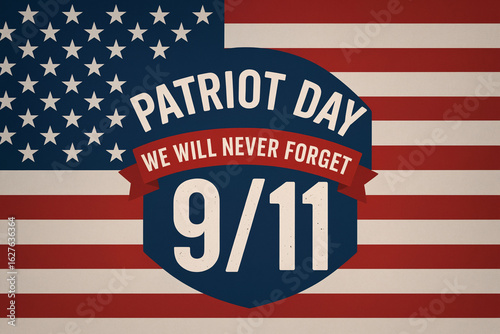 An illustration of a patriotic poster dedicated to September 11 Memorial Day.