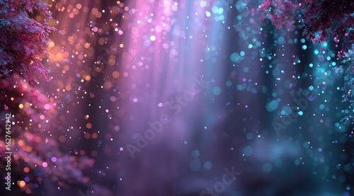 Fototapeta Naklejka Na Ścianę i Meble -  Enchanting forest scene with magical light and bokeh