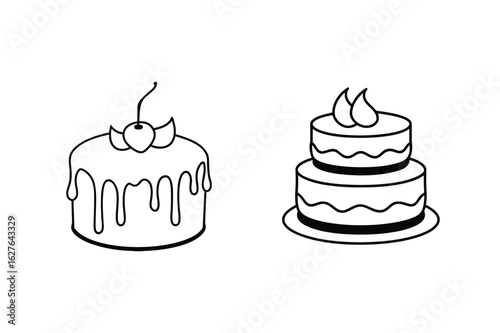 Frosted tiered cake with cherry and dripping glaze