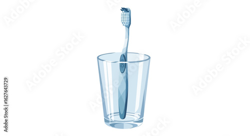 Toothbrush in a glass of water, hygiene concept for clean teeth and fresh breath illustrating