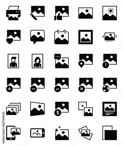 Glyph icons set for Photo gallery