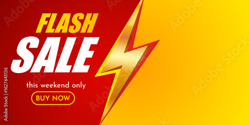 Flash sale banner with thunderbolt. Vector illustration