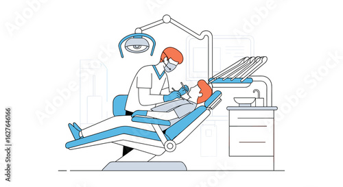 Dentist examining patient in modern dental clinic for oral health checkup and treatment