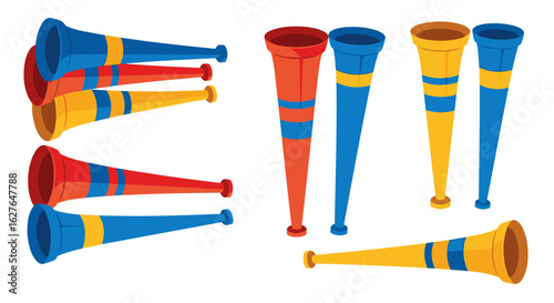 Vivid vuvuzelas a symphony of colors for festive celebrations and sporting events