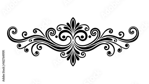 Sophisticated handwritten calligraphy divider with swirls and curls, white background.