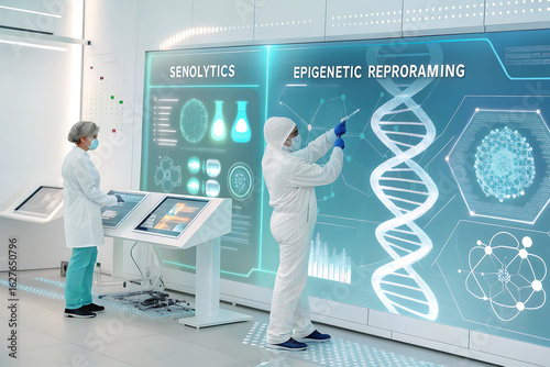 Futuristic Concept of Longevity Biotech with CRISPR, Senolytics, and Epigenetic Reprogramming