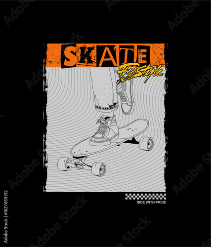 Skateboarding, Brooklyn, freestyle action, typography graphic design, for t-shirt prints, vector illustration