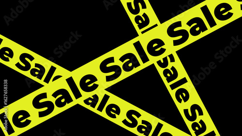 A bold yellow ribbon with the word “SALE” printed on it, perfect for drawing attention to discounts, special offers, and retail promotions