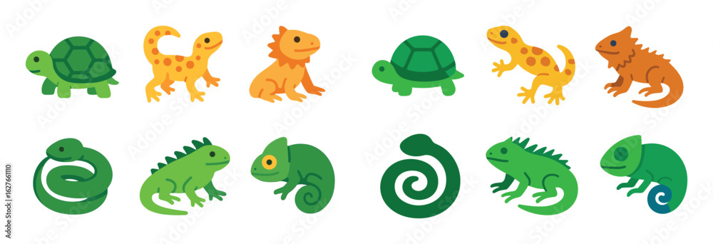 Naklejka premium Colorful Reptile Icons