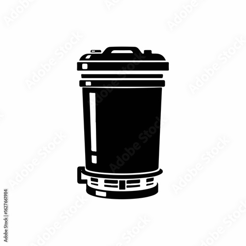 Minimalist Garbage disposal icon in black and white, simple design. Garbage disposal unit is ideal for waste management and kitchen cleanup.