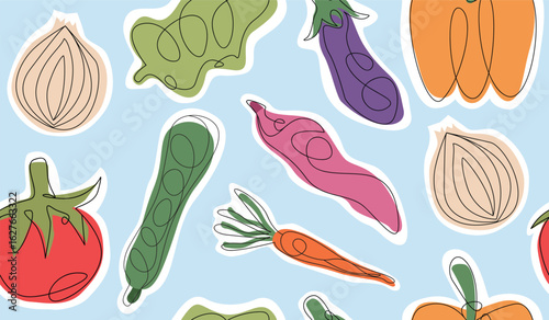 Cute mix vegetables pattern background vector design
