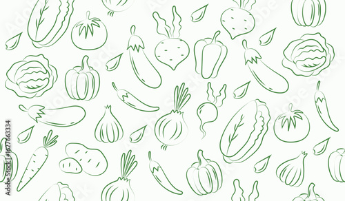 Cute mix vegetables pattern background vector design