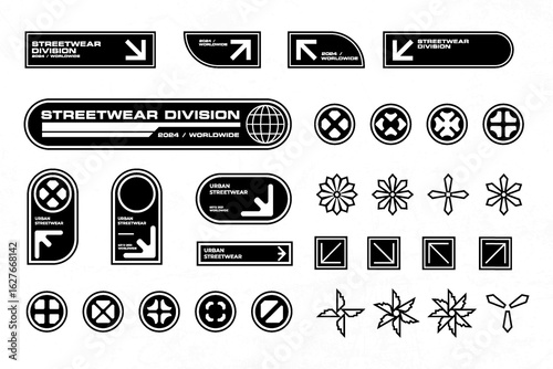 Futuristic streetwear cyberpunk interface element technology graphic vector design template