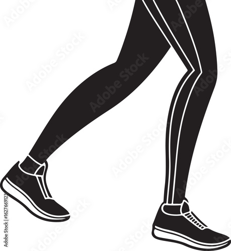 Silhouette of a runner s legs in motion showcasing athletic leggings and stylish sneakers perfect for fitness and sports themed designs