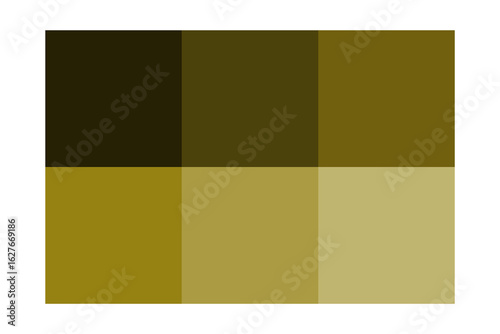 Golden yellow palette. Tonal gradient squares. Color scheme illustration. Vector six tones.