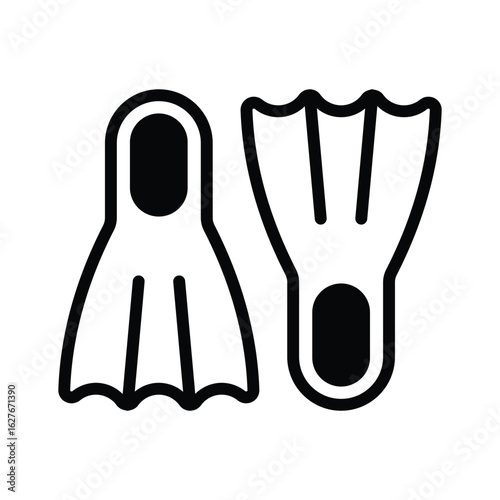 A premium glyph icon of diving flippers pair