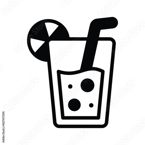 A captivating glyph icon of refreshing lemonade glass