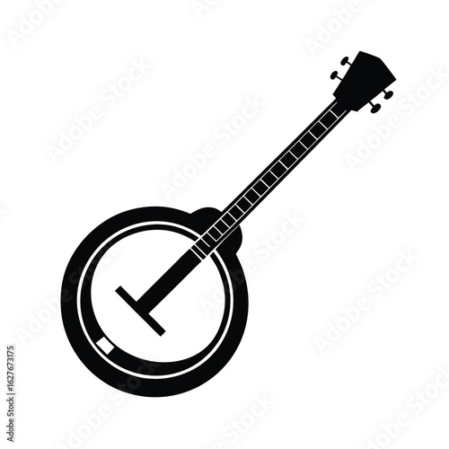 Silhouette of a banjo on white background Vector illustration