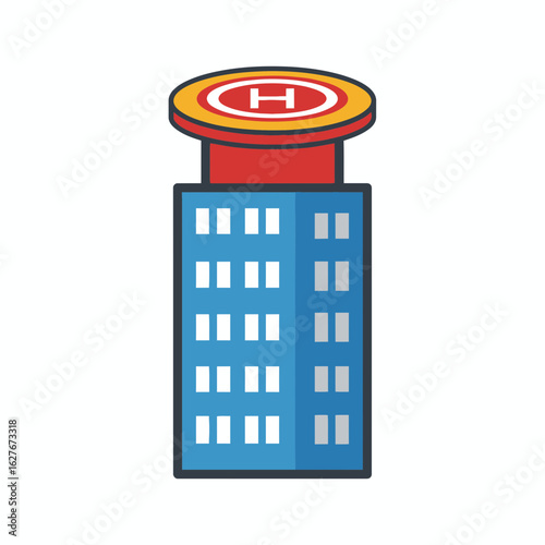 Wallpaper Mural Blue building with white windows and a red helipad on top. Torontodigital.ca