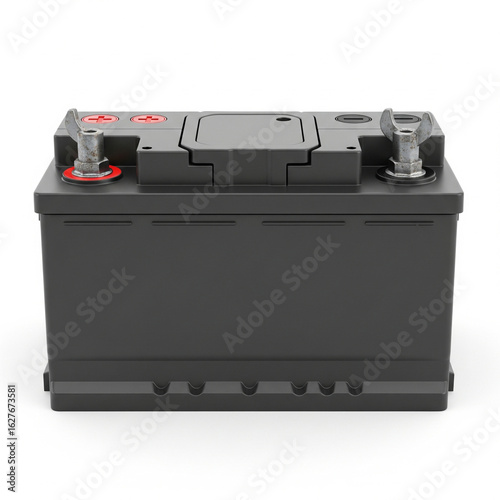 Lead acid car battery on a white background