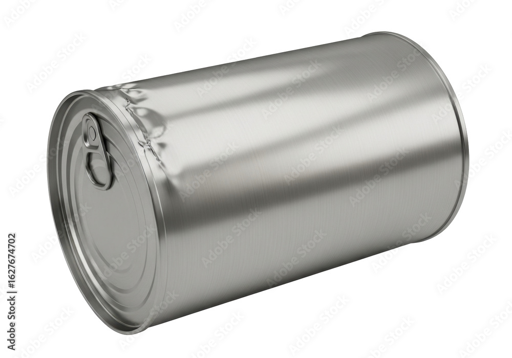 Metal Can Container With Smooth Silver Finish Isolated On Transparent Background Metal Can Container With Smooth Silver Finish Isolated On Transparent Background