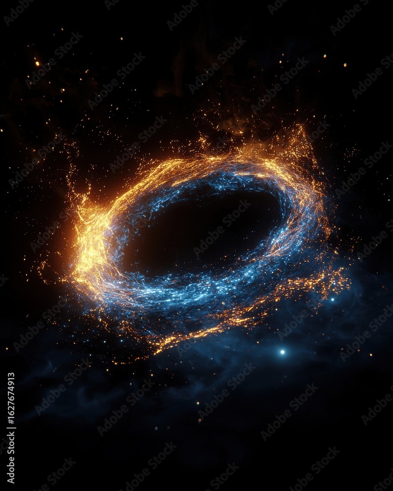 Fototapeta premium Abstract Cosmic Energy Ring of Swirling Particles Space Universe Cosmos Astronomy Science Abstract