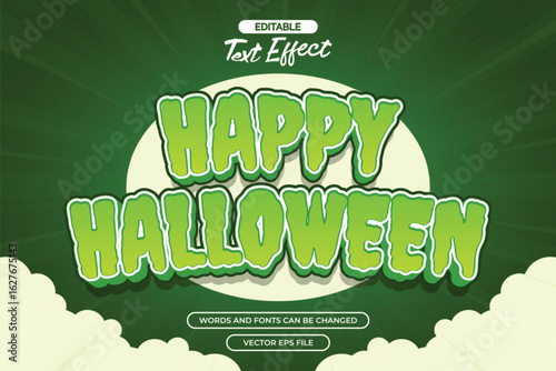 Happy halloween editable text effect with green cartoon text style