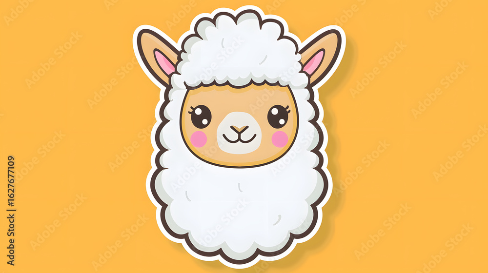 chibi smiling llama fluffy wool funny expression chibi smiling llama fluffy wool funny expression