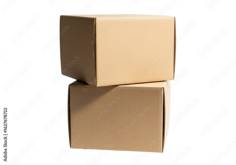Fototapeta premium Stacked Brown Cardboard Boxes Isolated on Transparent Background