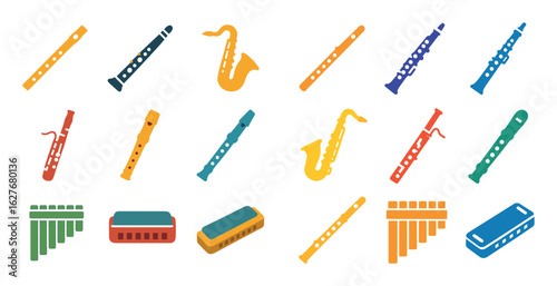 Colorful Woodwind Icons