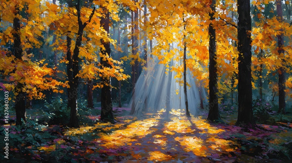 Fototapeta premium Autumn Forest Sunlight