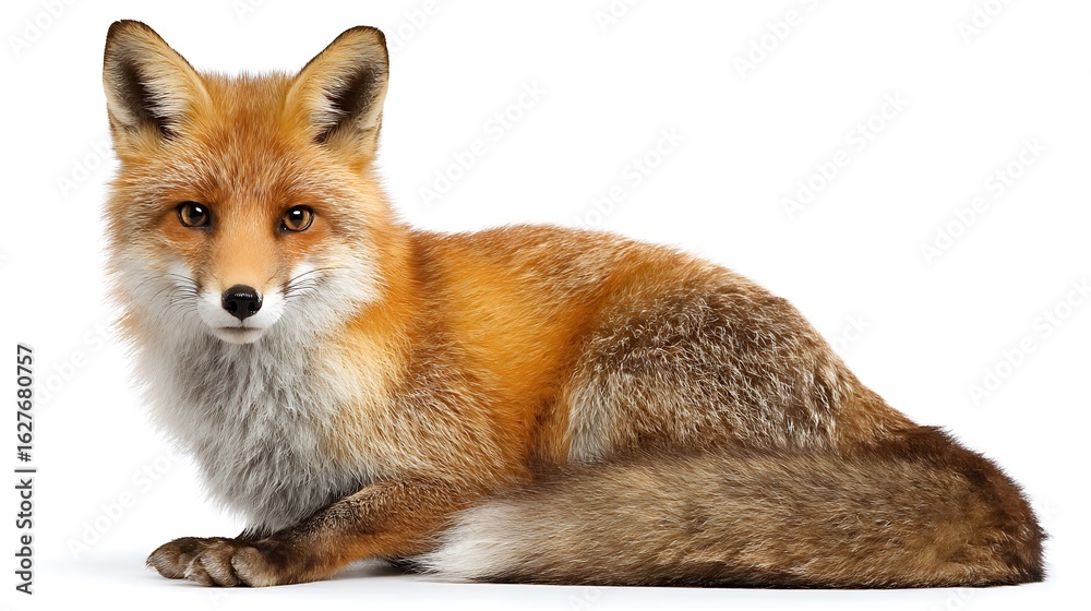 Obraz premium Fox setting isolated on white background 
