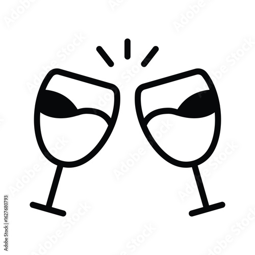 A premium glyph icon of cocktail cheers celebration