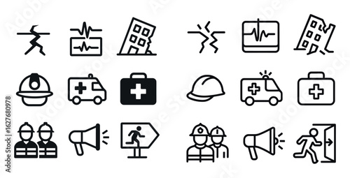 Earthquake Disaster Icons