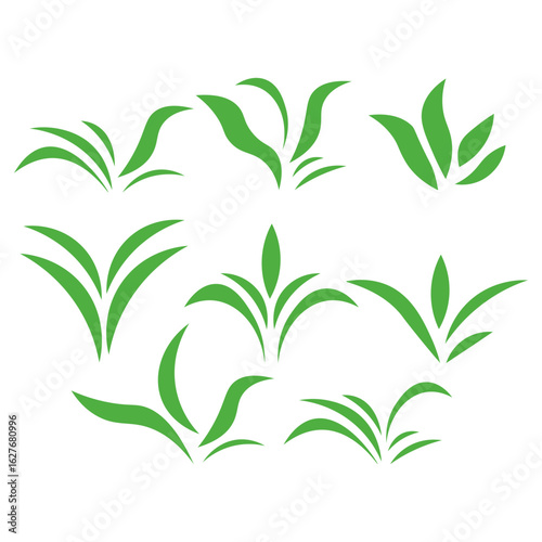 Grass Icon Elements Set – Flat Minimal Nature Lawn and Garden Illustration Pack