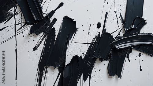Dynamic Black Abstract Art on White Canvas Background