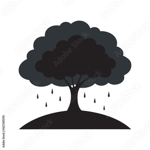 Kapok Tree In Monsoon Rain Silhouette
