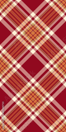 1960s vector seamless texture, regular background textile tartan. Jpg check fabric plaid pattern in red and papaya whip colors.