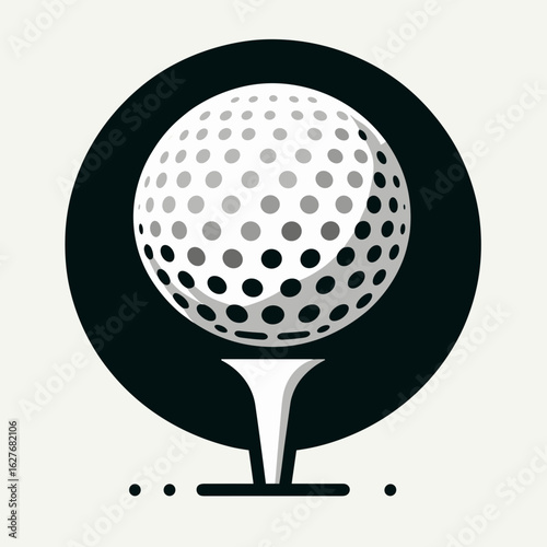 Stylized golf ball and tee illustration in minimalistic design
