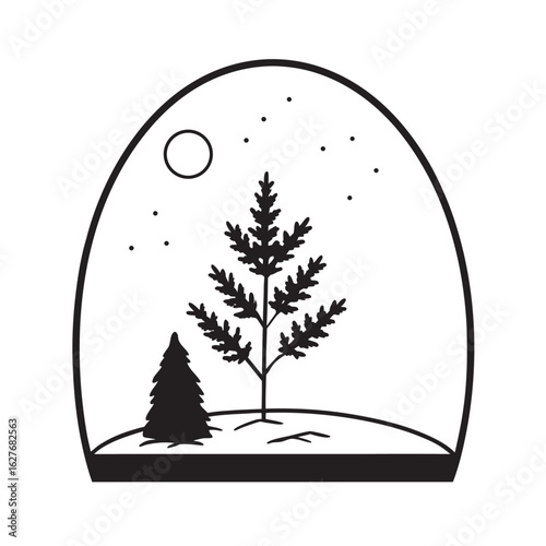 Mars Bonsai Tree In Dust Storm Silhouette